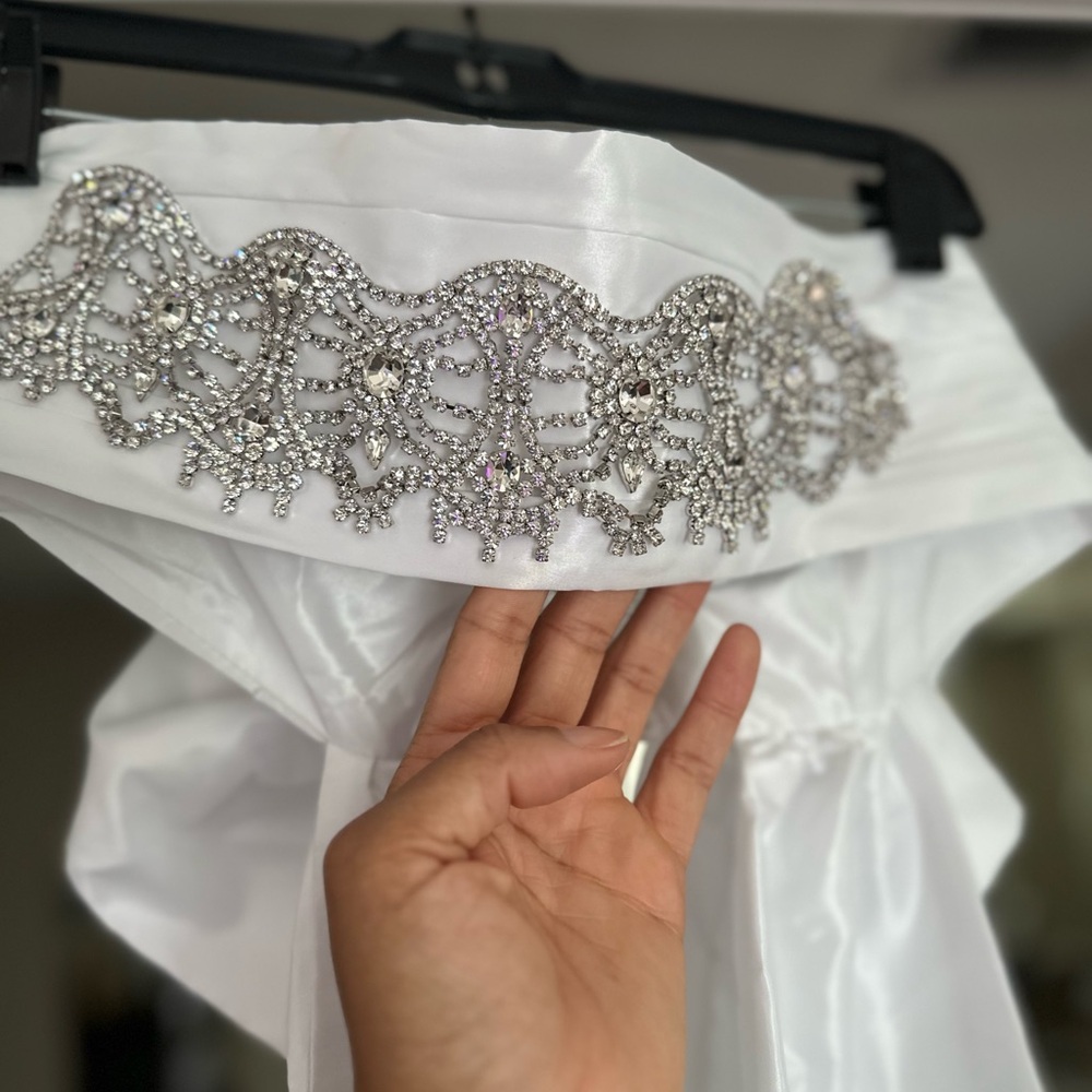 Custom crystal Diamond White Wedding Dress Belt